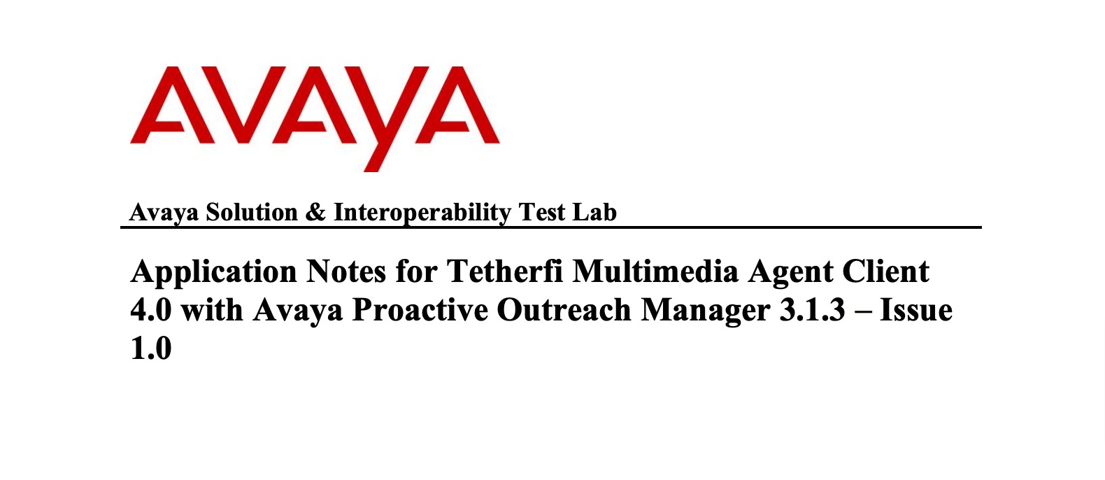 Tetherfi Technology Partners - Avaya Proactive Outreach Manager